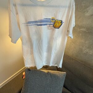 White Graphic T-Shirt with Racing Design